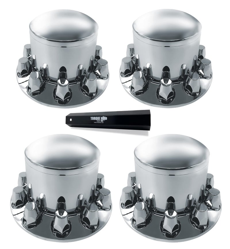 Torque طقم 4 من أغطية صمولة العجلات لمحور العجلات الخلفية 33 مم قابلة للتركيب على شاحنة نصفية (مطلية بالكروم من بلاستيك ABS) (تناسب عالمي) (TR584-TWC) - Image 1